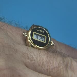 Ring Finger Watch Date Stopwatch Stretch Band Elastic Men Women Time Jewelry